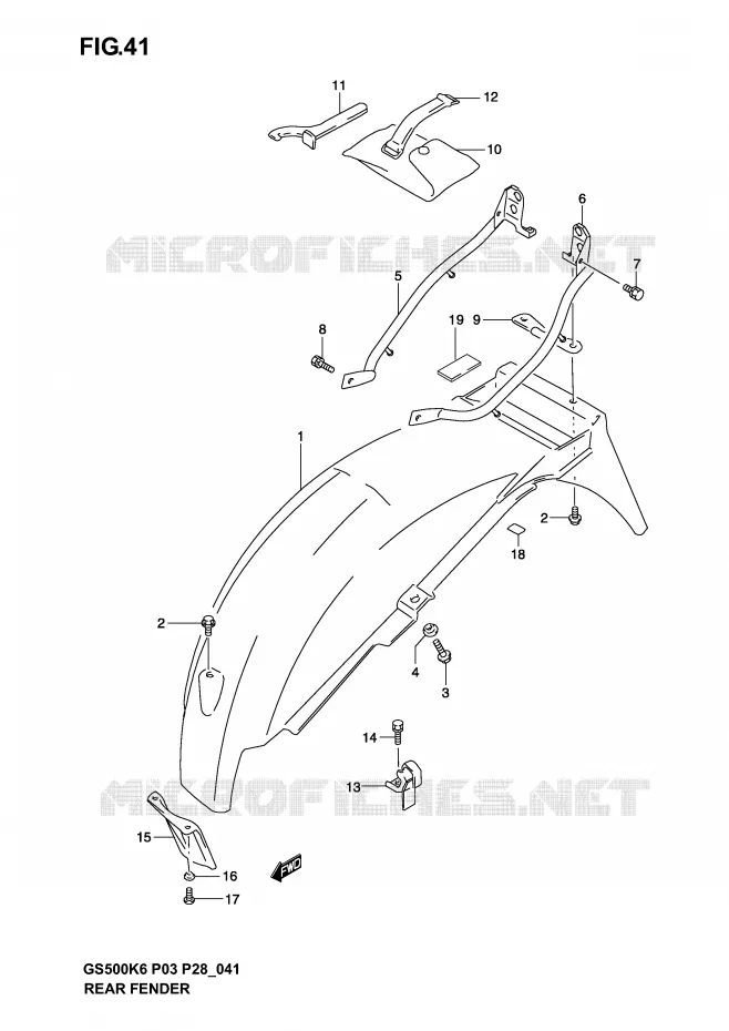 REAR FENDER Suzuki MOTO 500 GS-F 2004  GS500FK4(P3)