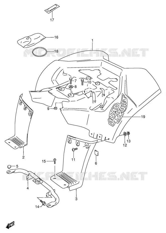 REAR FENDER Suzuki QUAD 80 QUADSPORT 2000  LT80Y(P3/P28)