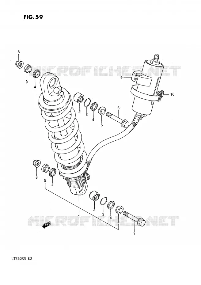 REAR SHOCK ABSORBER (MODEL F/G) Suzuki QUAD 250 QUADRACER 1986  LT250RG(E3)