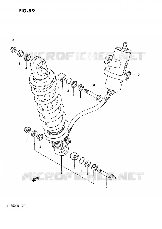 REAR SHOCK ABSORBER (MODEL F/G) Suzuki QUAD 250 QUADRACER 1990  LT250RL(E28)