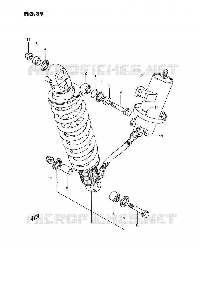 REAR SHOCK ABSORBER (MODEL L) Suzuki QUAD 250 QUADRACER 1990  LT250RL(E1)