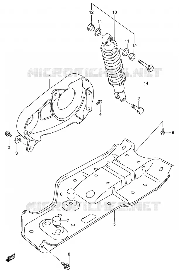 REAR SHOCK ABSORBER Suzuki QUAD 80 QUADSPORT 1998  LT80W(P3/P28)
