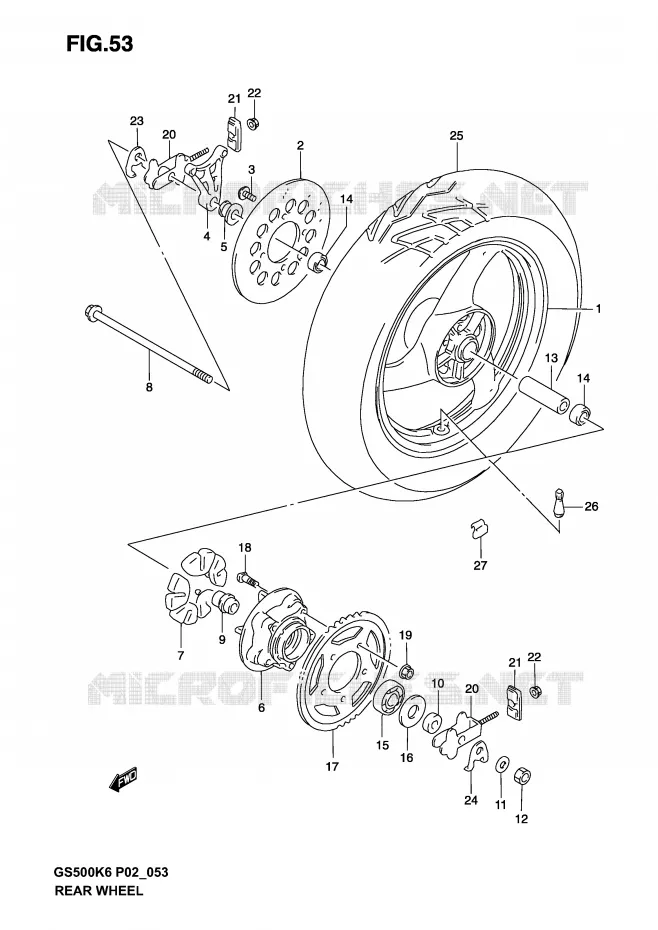 REAR WHEEL Suzuki MOTO 500 GS-E 2005  GS500K5(P19)