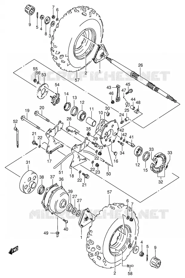 REAR WHEEL Suzuki QUAD 80 QUADSPORT 1996  LT80T(P3/P28)