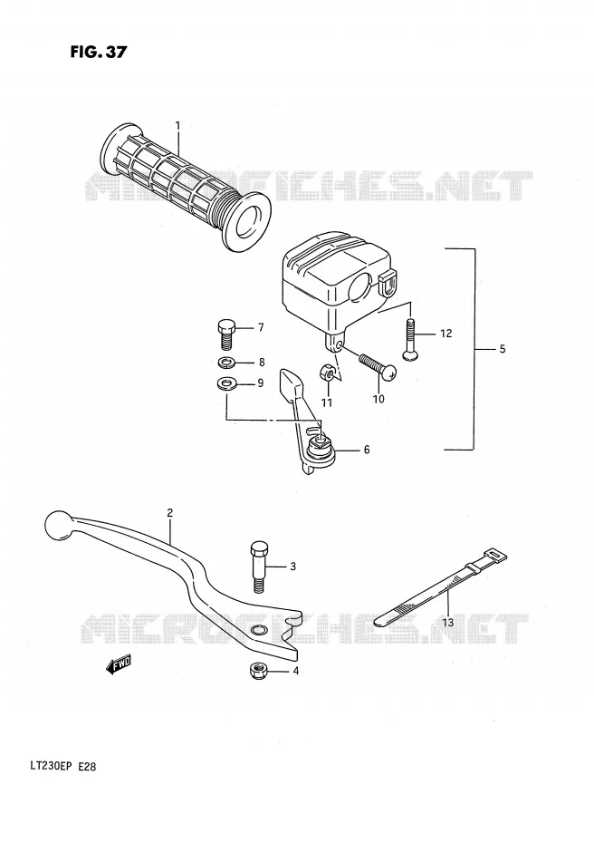 RIGHT SWITCH - HANDGRIP (MODEL H/J/K/L) Suzuki QUAD 230 QUADSPORT 1987  LT230EH(E28)