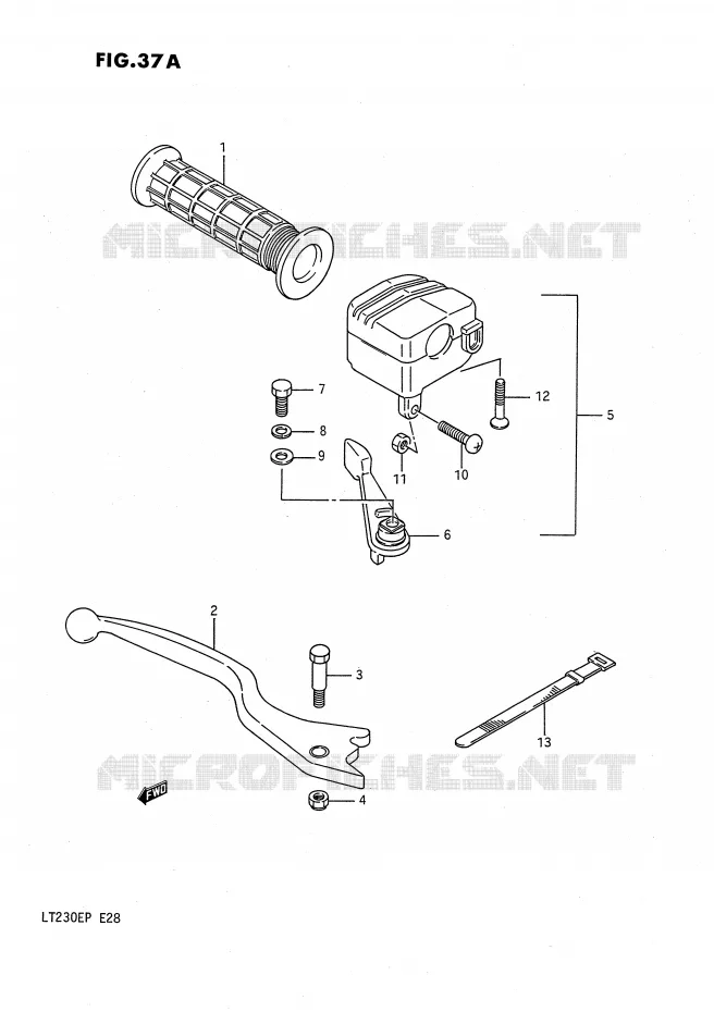 RIGHT SWITCH - HANDGRIP (MODEL M/N/P) Suzuki QUAD 230 QUADSPORT 1993  LT230EP(E28)