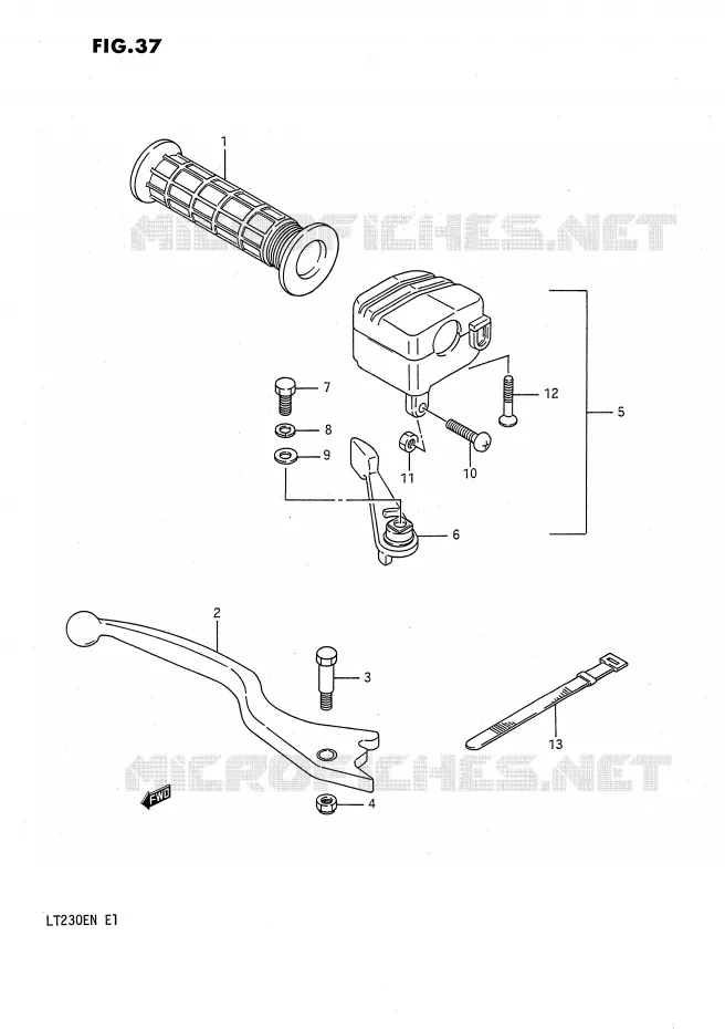 RIGHT SWITCH - HANDGRIP Suzuki QUAD 230 QUADSPORT 1990  LT230EL(E1)