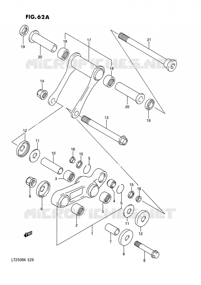 SHOCK ABSORBER LINKAGE (MODEL M/N) Suzuki QUAD 250 QUADRACER 1990  LT250RL(E28)