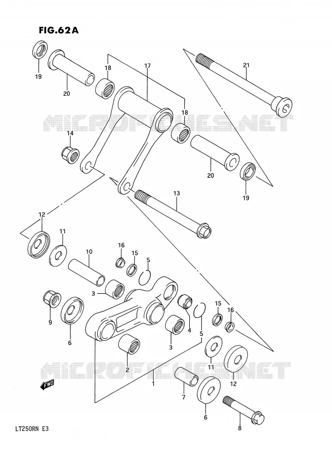 SHOCK ABSORBER LINKAGE (MODEL M/N) Suzuki QUAD 250 QUADRACER 1990  LT250RL(E3)