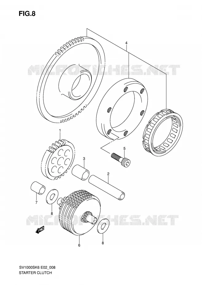 STARTER MOTOR CLUTCH Suzuki MOTO 1000 SV 2007  SV1000U2K7(E2)