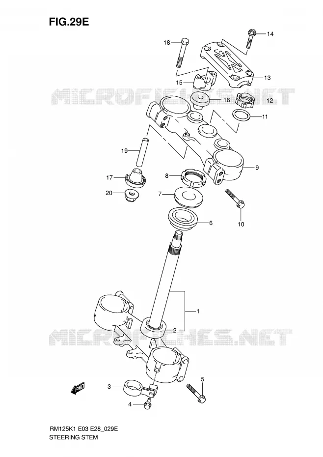 STEERING COLUMN (MODEL K6) Suzuki MOTO 125 RM 2004  RM125K4