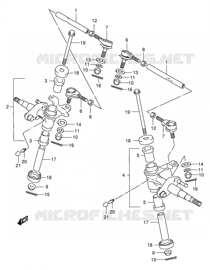 STEERING LINKAGE - HUB Suzuki QUAD 80 QUADSPORT 2001  LT80K1(P3/P28)