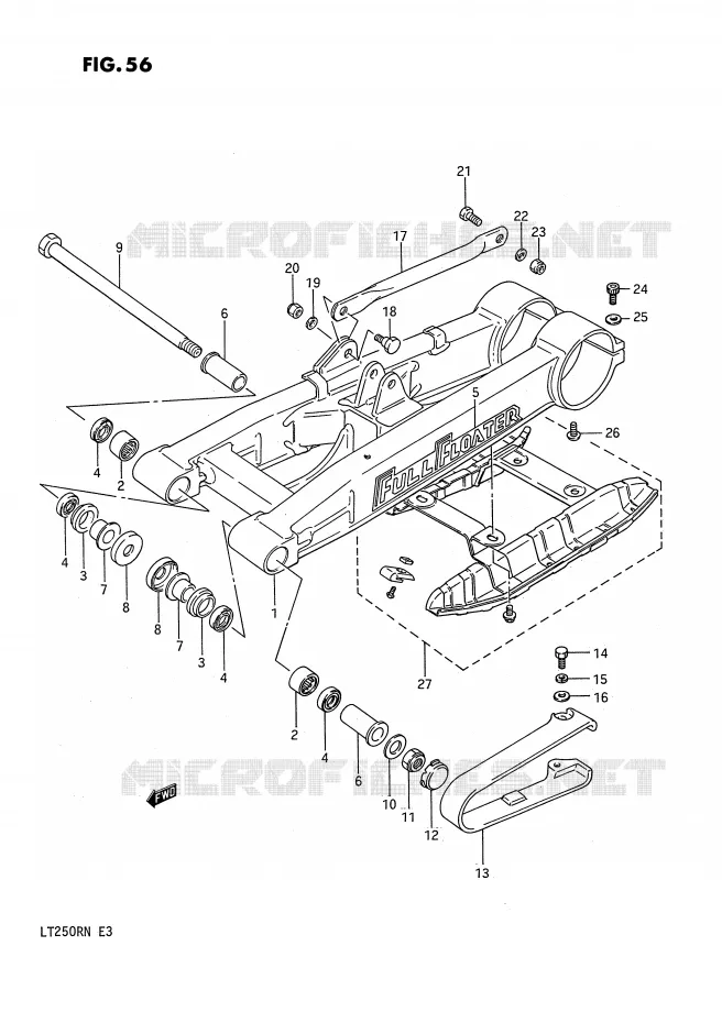 SWINGARM (MODEL F) Suzuki QUAD 250 QUADRACER 1987  LT250RH(E3)