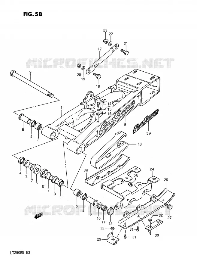 SWINGARM (MODEL H/J/K/L) Suzuki QUAD 250 QUADRACER 1986  LT250RG(E3)