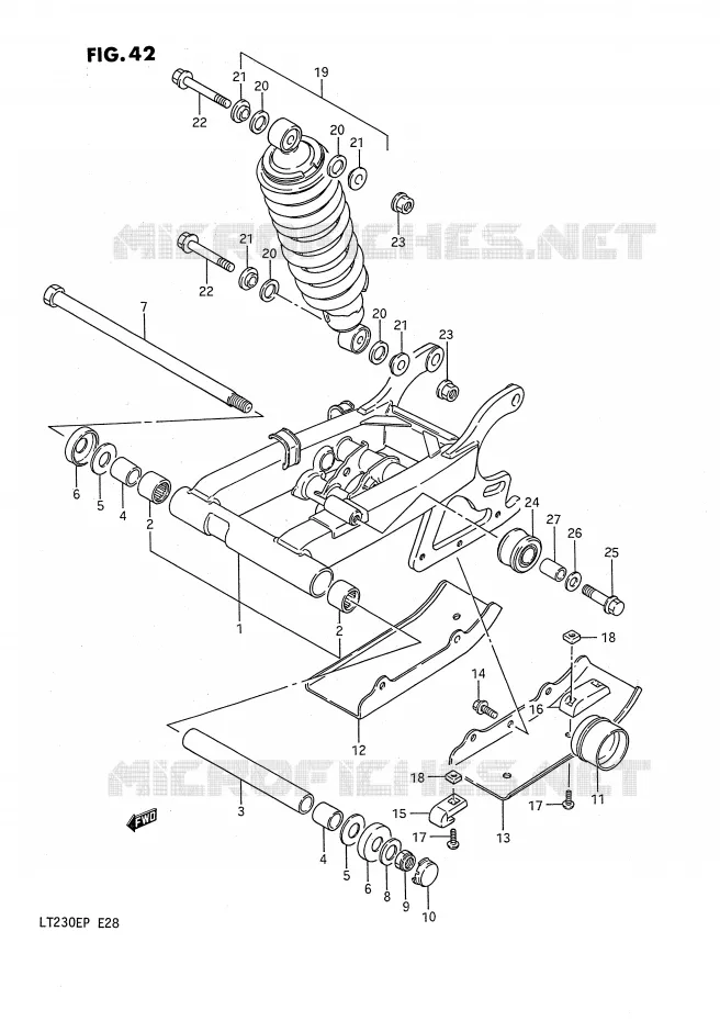 SWINGARM (MODEL H) Suzuki QUAD 230 QUADSPORT 1991  LT230EM(E28)