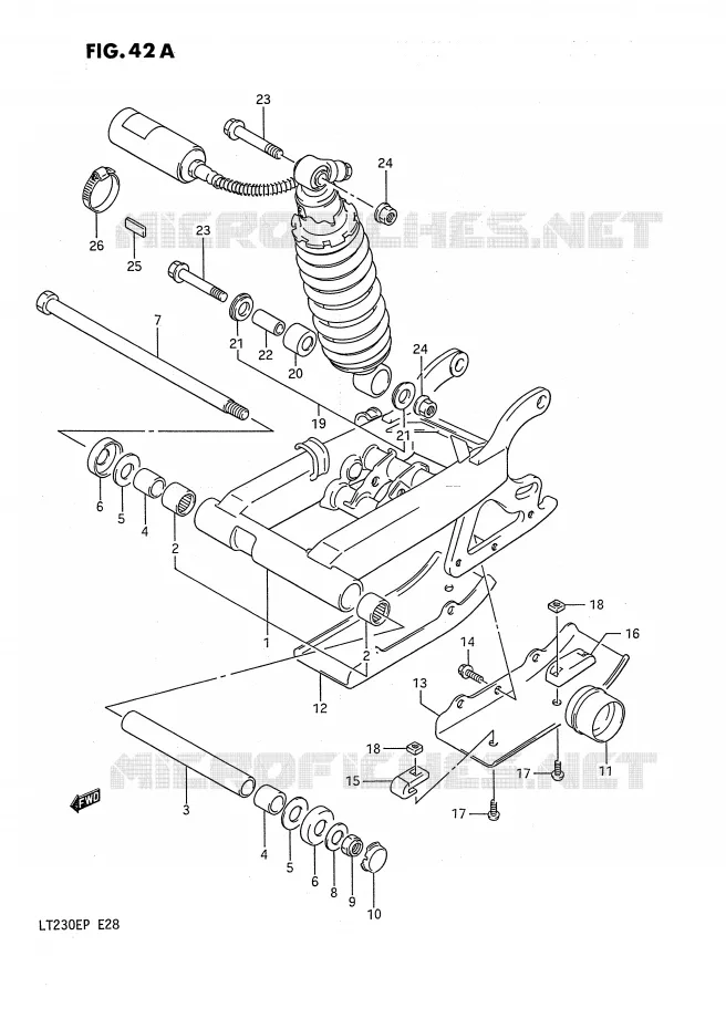 SWINGARM (MODEL J/K/L) Suzuki QUAD 230 QUADSPORT 1987  LT230EH(E28)