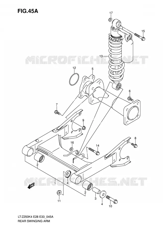 SWINGARM (MODEL K6/K7/K8) Suzuki QUAD 250 QUADSPORT 2008  LT-Z250K8(E28/E33)