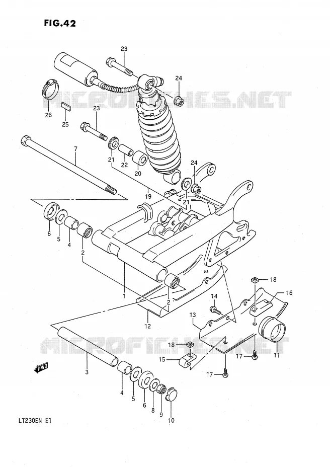 SWINGARM (MODEL L) Suzuki QUAD 230 QUADSPORT 1992  LT230EN(E1)