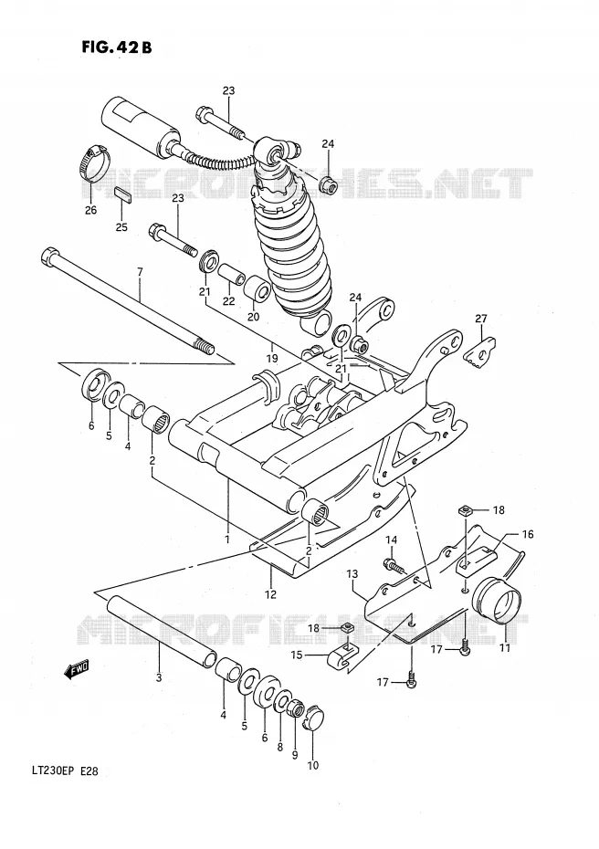 SWINGARM (MODEL M/N/P) Suzuki QUAD 230 QUADSPORT 1992  LT230EN(E28)