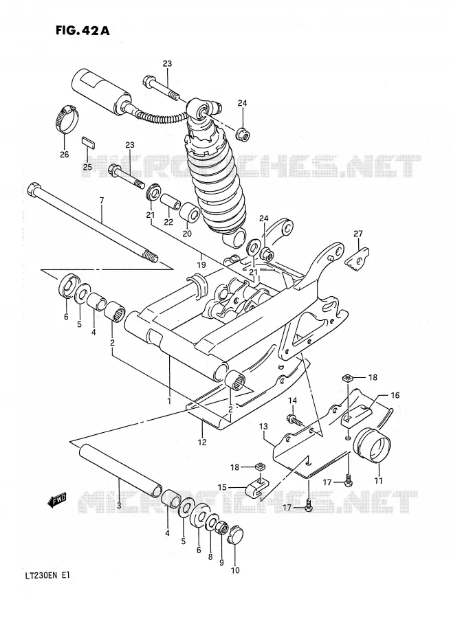 SWINGARM (MODEL M/N) Suzuki QUAD 230 QUADSPORT 1991  LT230EM(E1)