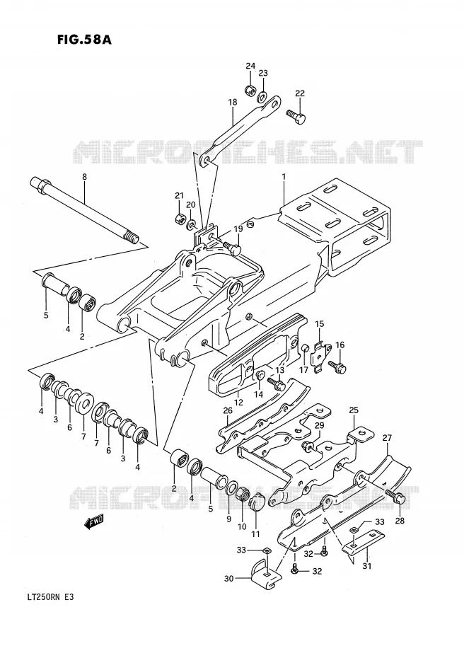 SWINGARM (MODEL M/N) Suzuki QUAD 250 QUADRACER 1990  LT250RL(E3)