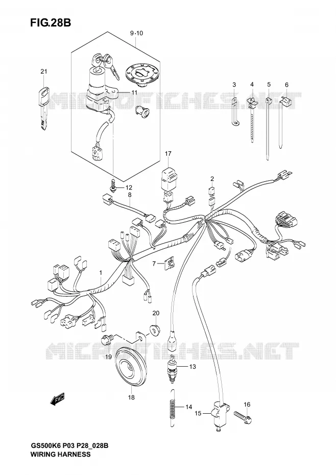 WIRING HARNESS (GS500FK4/K5/K6) Suzuki MOTO 500 GS-E 2003  GS500K3(P3)
