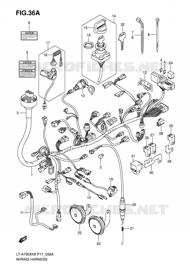 WIRING HARNESS (MODEL K6/K7 F.NO.5SAAP41A 67110001~) Suzuki QUAD 700 KINGQUAD 2007  LT-A700XK7(P17)