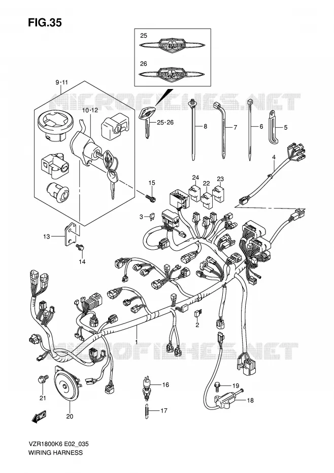 WIRING HARNESS (SEE NOTE) Suzuki MOTO 1800 INTRUDER 2006  VZR1800U2K6(E2)