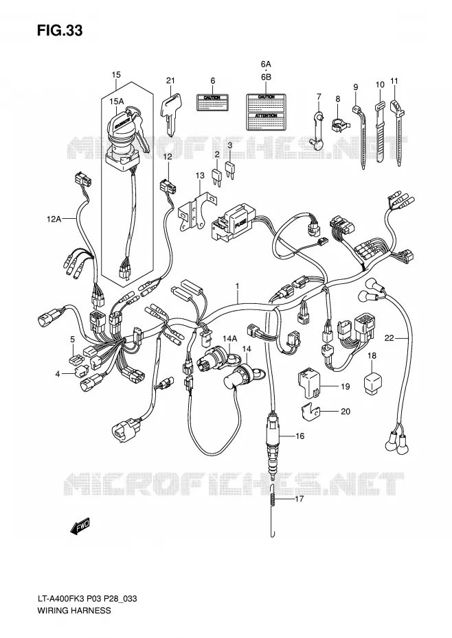 WIRING HARNESS Suzuki QUAD 400 EIGER 2003  LT-A400FK3(P3/P28)