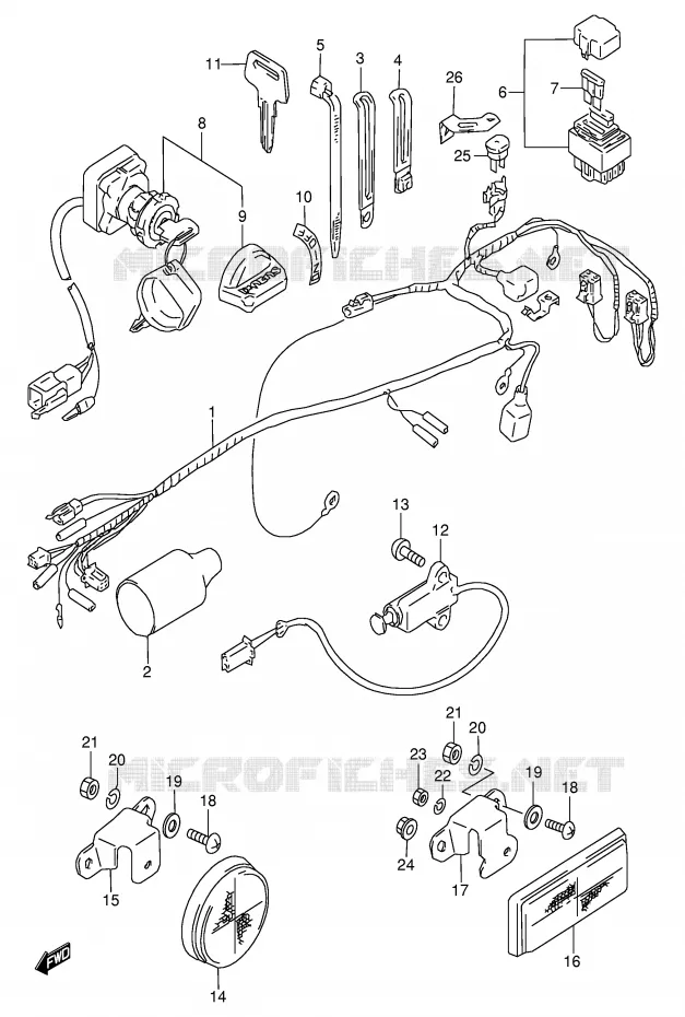 WIRING HARNESS Suzuki QUAD 80 QUADSPORT 1996  LT80T(P3/P28)