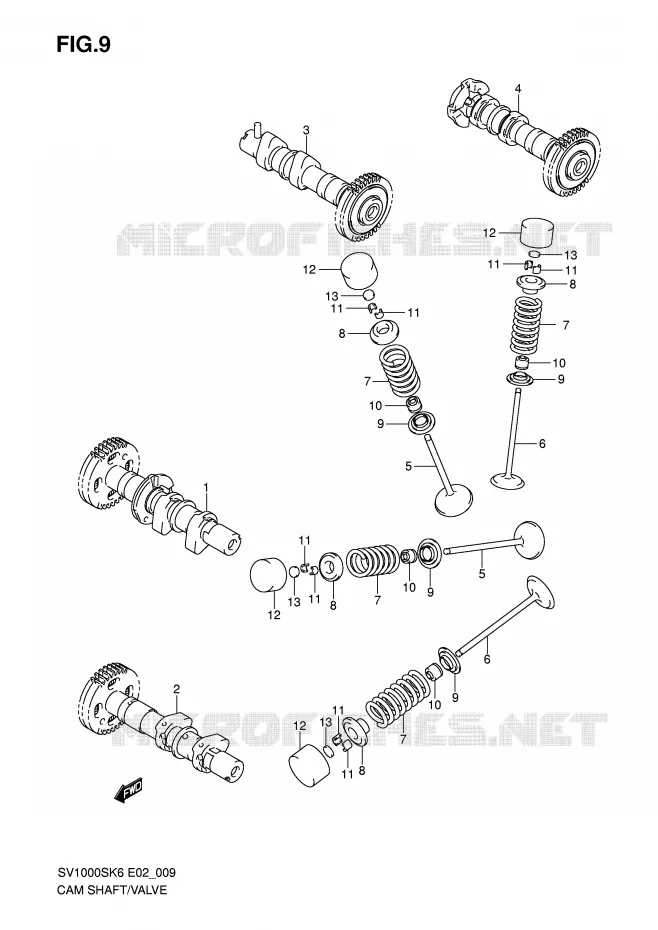CAMSHAFT/VALVE Suzuki MOTO 1000 SV 2007  SV1000U2K7(E2)