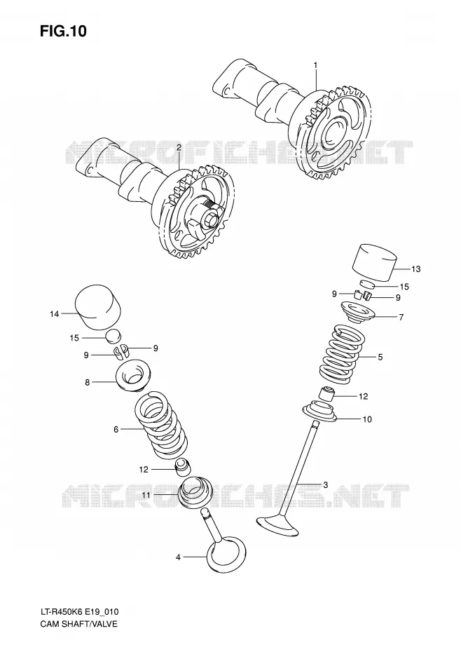 CAMSHAFT/VALVE Suzuki QUAD 450 QUADRACER 2006  LT-R450K6(E19)