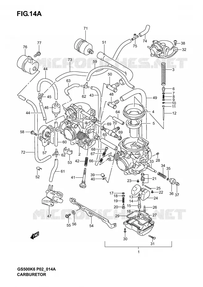 CARBURETOR (MODEL K4/K5/K6) Suzuki MOTO 500 GS-E 2005  GS500K5(P19)