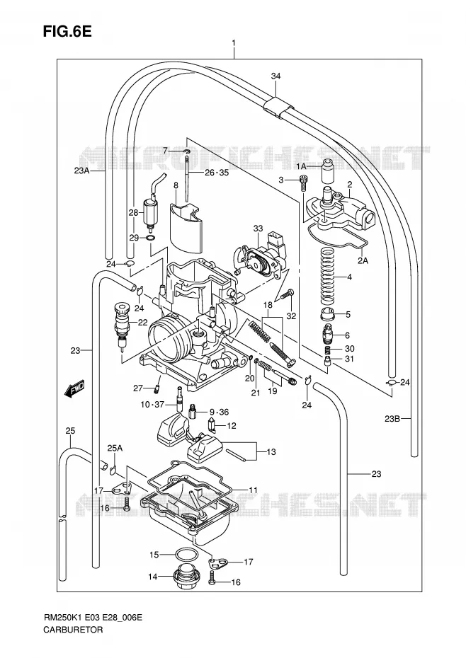 CARBURETOR (MODEL K6) Suzuki MOTO 250 RM 2004  RM250K4(E3/E28)