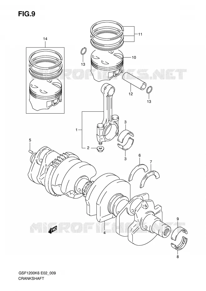 CRANKSHAFT Suzuki MOTO 1200 BANDIT 2006  GSF1200AK6(E2)