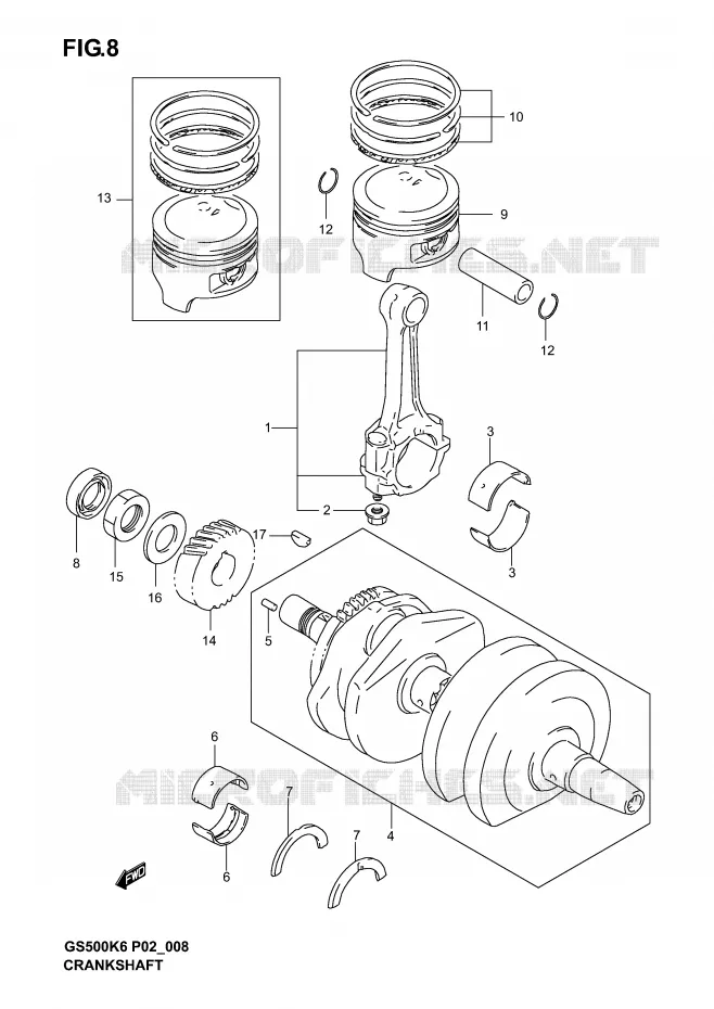 CRANKSHAFT Suzuki MOTO 500 GS-F 2005  GS500FUK5(P19)