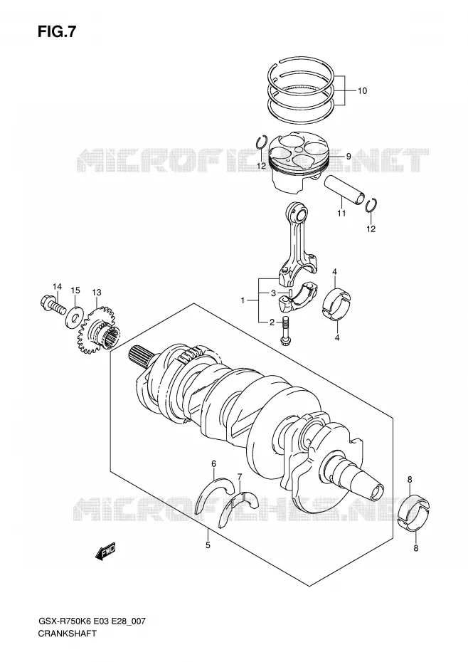 CRANKSHAFT Suzuki MOTO 750 GSX-R 2006  GSX-R750K6(E3/E28)