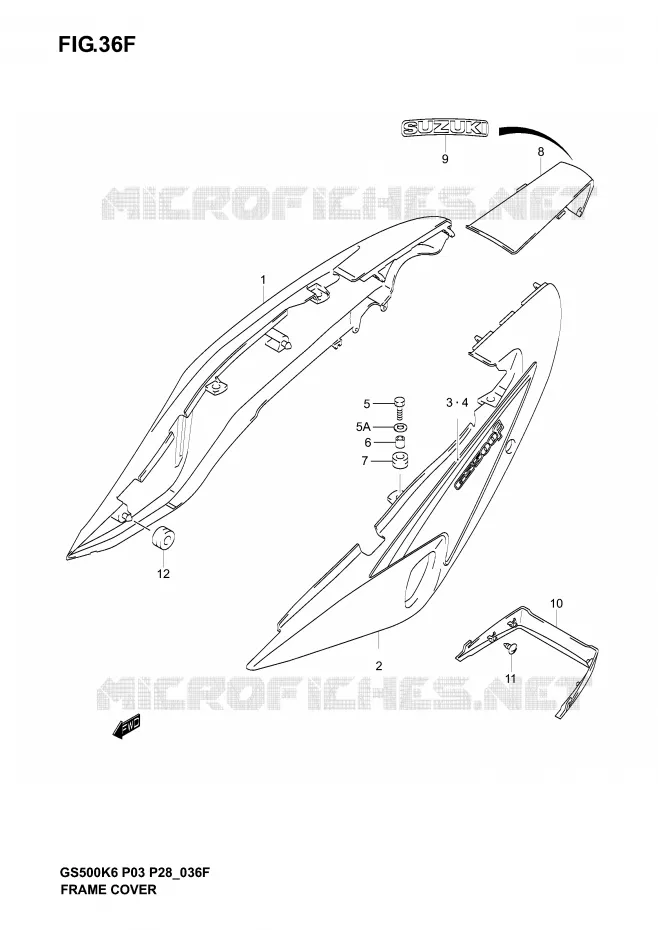 FAIRING (GS500FK6) Suzuki MOTO 500 GS-E 2003  GS500K3(P3)