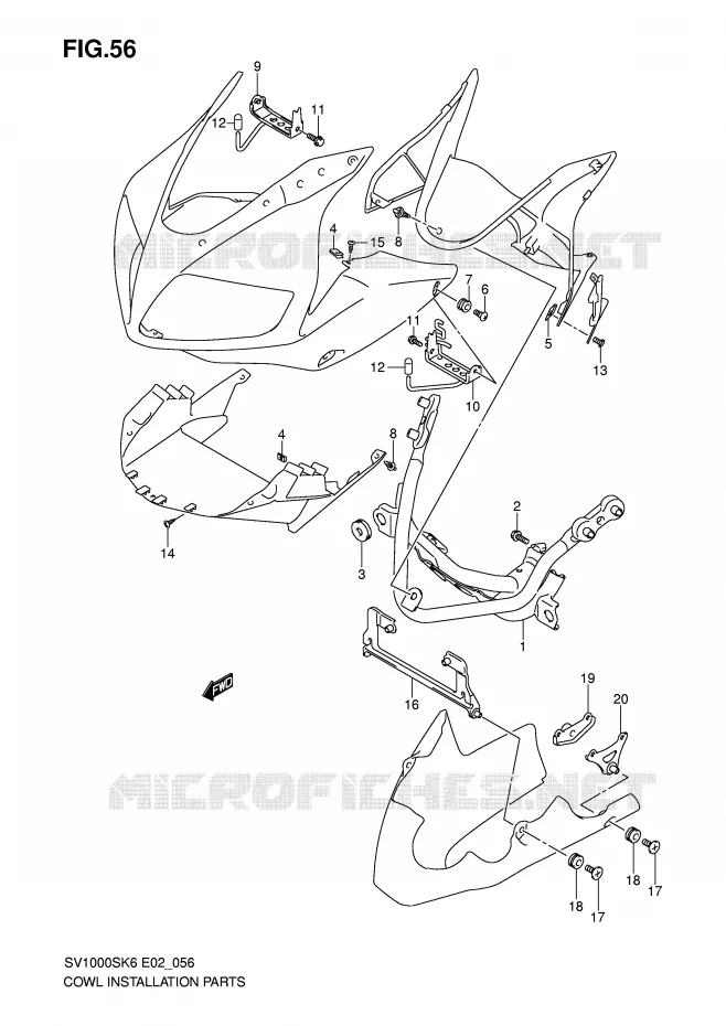 FAIRING INSTALLATION PARTS (SV1000S/S1/S2) Suzuki MOTO 1000 SV 2007  SV1000K7(E2)