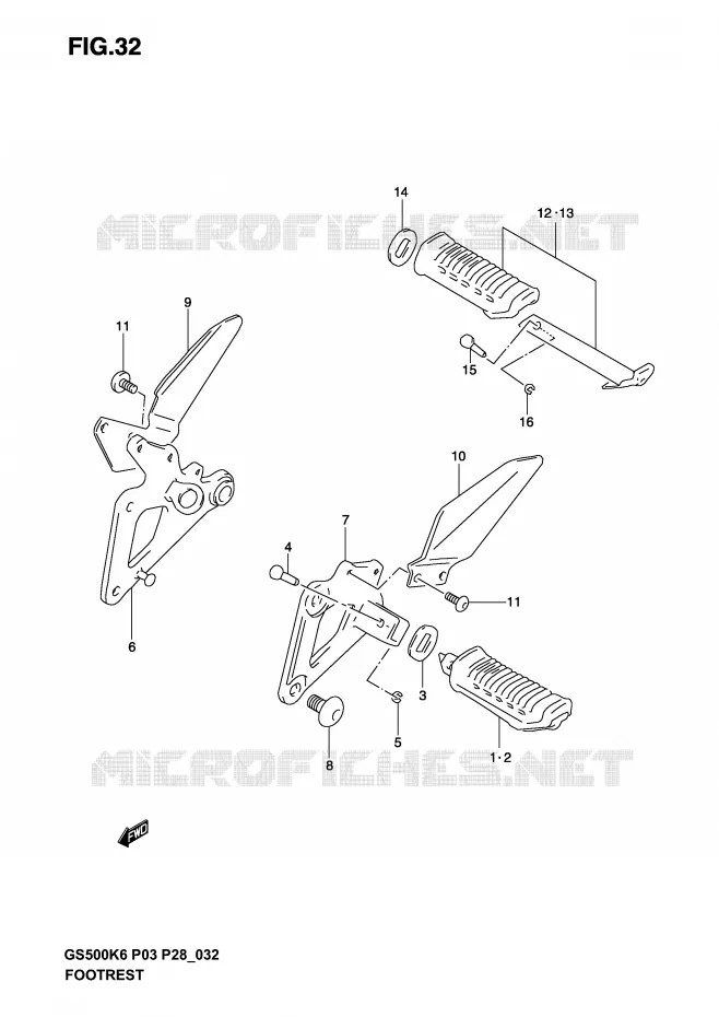 FOOTREST Suzuki MOTO 500 GS-F 2005  GS500FK5(P3)