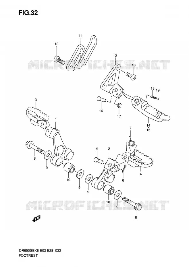 FOOTREST Suzuki MOTO 650 DR 2006  DR650SEK6(E3/E28)