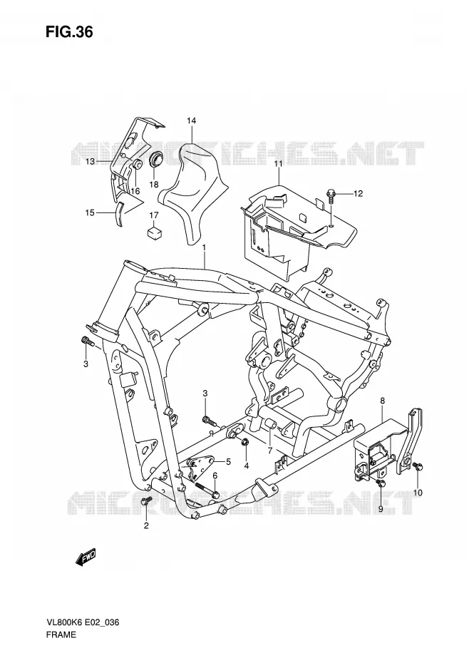 FRAME (MODEL K6/K7/K8) Suzuki MOTO 800 VOLUSIA 2009  VL800UEK9(E2)