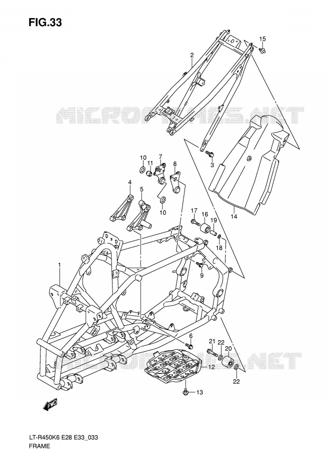 FRAME (MODEL K6/K7/K8) Suzuki QUAD 450 QUADRACER 2006  LT-R450K6(E28/E33)