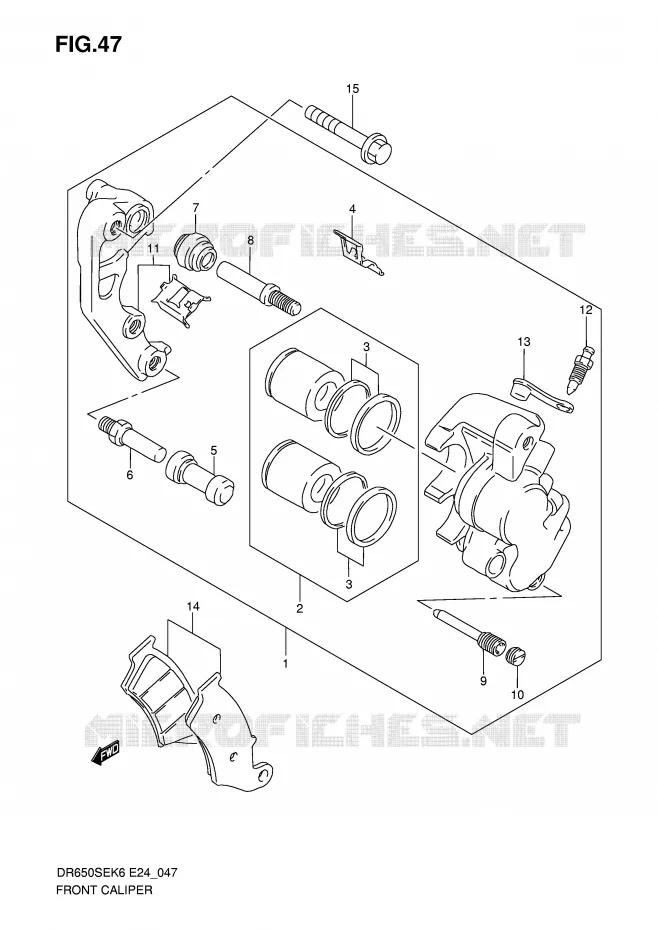 FRONT CALIPER Suzuki MOTO 650 DR 2007  DR650SEK7(E24)