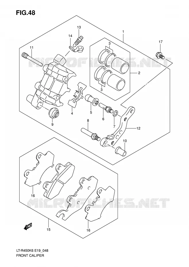 FRONT CALIPER Suzuki QUAD 450 QUADRACER 2008  LT-R450ZK8(E19)