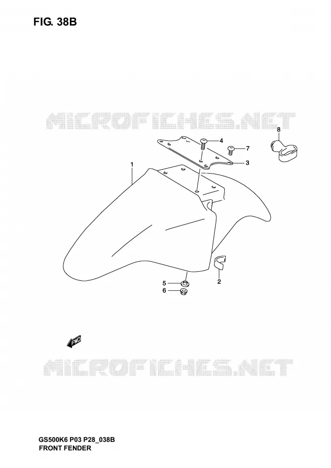 FRONT FENDER (MODEL K5) Suzuki MOTO 500 GS-F 2006  GS500FK6(P3)
