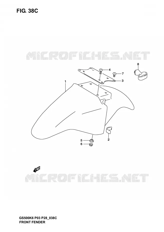 FRONT FENDER (MODEL K6) Suzuki MOTO 500 GS-F 2006  GS500FK6(P3)