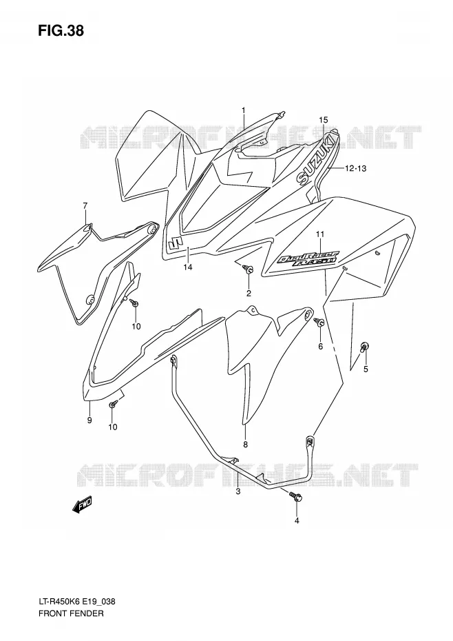 FRONT FENDER (MODEL K6) Suzuki QUAD 450 QUADRACER 2009  LT-R450ZK9(E19)