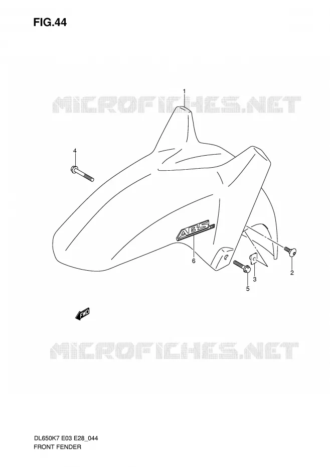 FRONT FENDER (MODEL K7) Suzuki MOTO 650 V-STROM 2009  DL650K9(E3/E28)