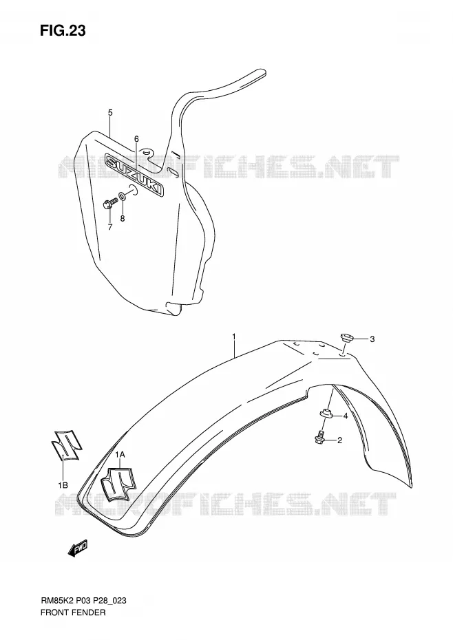 FRONT FENDER Suzuki MOTO 85 RM 2003  RM85K3(P3/P28)